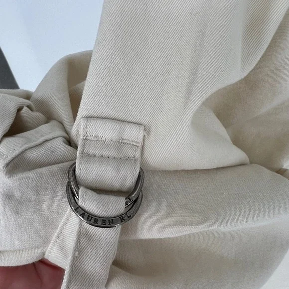 LAUREN Ralph Lauren Utility Shirt Women 2X Tan Cotton Twill Mesh Safari Pockets - Picture 9 of 15